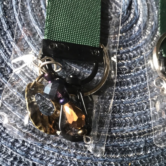 NEW Handmade keychains: dark green, beaded, charms - Picture 3 of 4